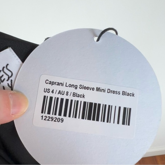 NWT Princess Polly Caprani Long Sleeve Mini Dress Black Size 4 - Picture 5 of 6